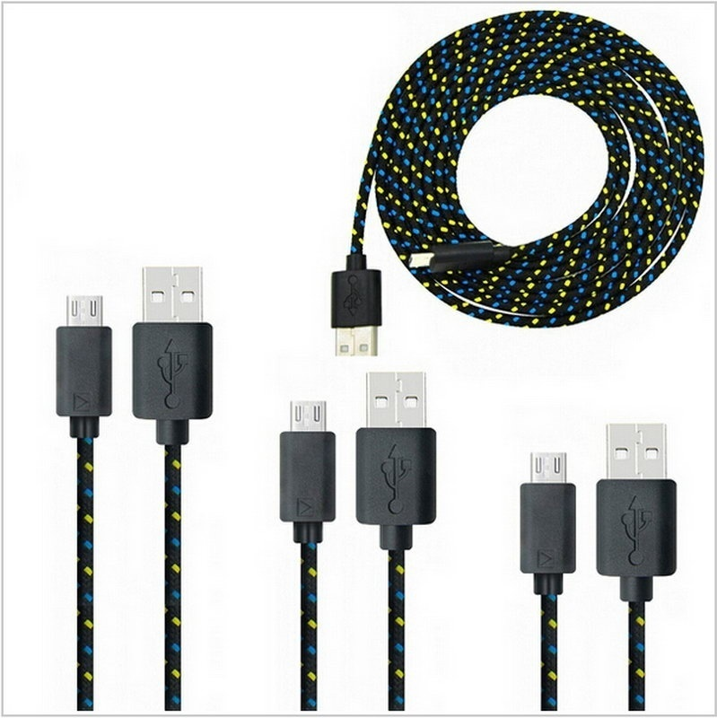 5pcs 1M Length Colorful Nylon Braided Micro USB Charger Cable for iPhone / Samsung Galaxy S7 edge