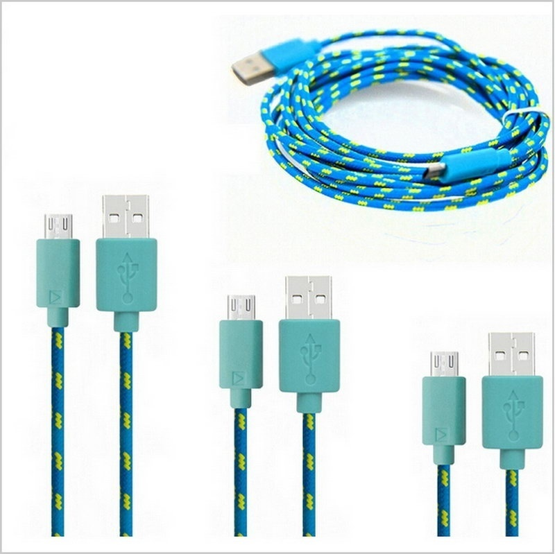 5pcs 1M Length Colorful Nylon Braided Micro USB Charger Cable for iPhone / Samsung Galaxy S7 edge