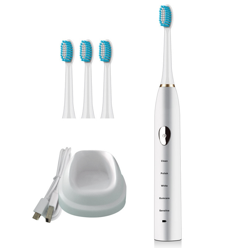 4 Replaced Toothbrush Head For Free Charging Sonic Electric Toothbrush 5 Modes IPX7 Remove Plaque