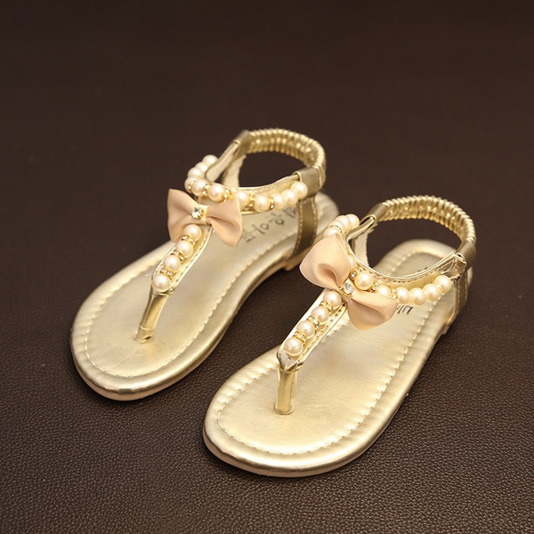 Girls Summer PU Leather Sandals Shoes For Children Flats With Heels Casual Rhinestone Kids Shoe