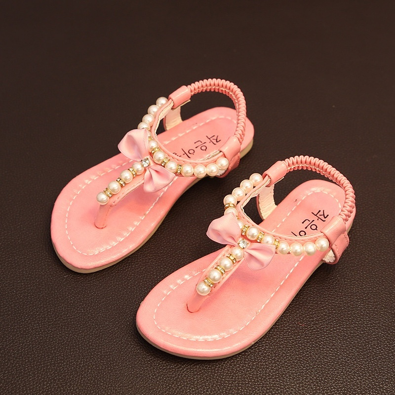 Girls Summer PU Leather Sandals Shoes For Children Flats With Heels Casual Rhinestone Kids Shoe