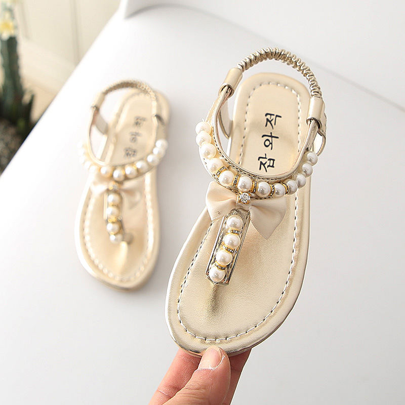 Girls Summer PU Leather Sandals Shoes For Children Flats With Heels Casual Rhinestone Kids Shoe