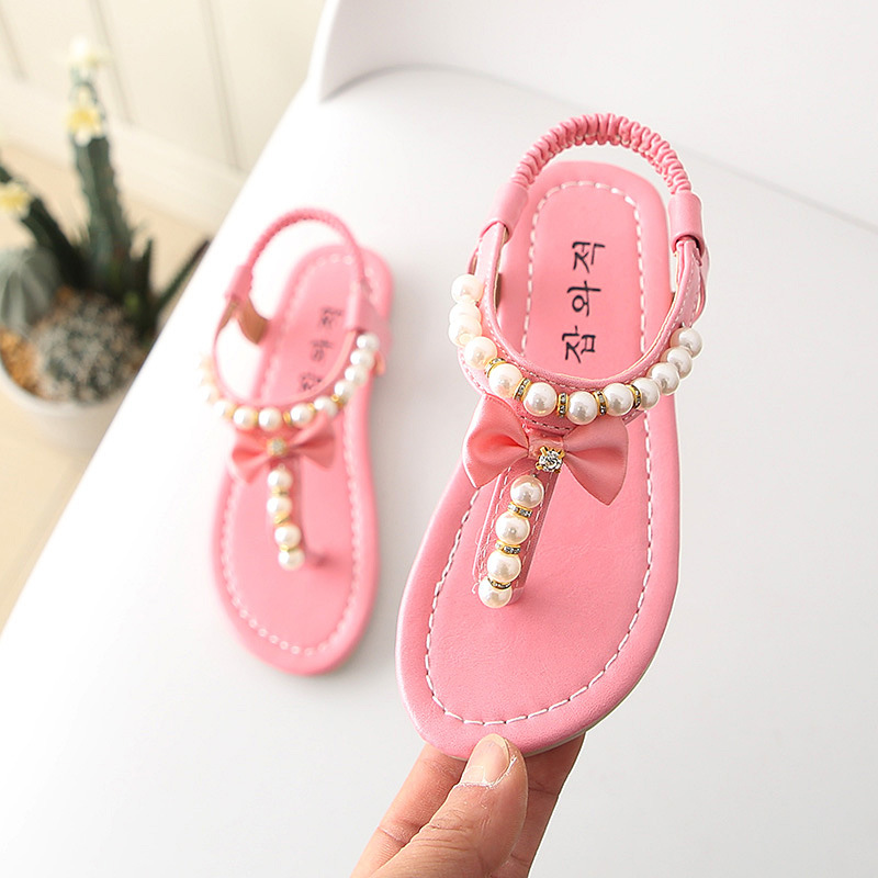 Girls Summer PU Leather Sandals Shoes For Children Flats With Heels Casual Rhinestone Kids Shoe