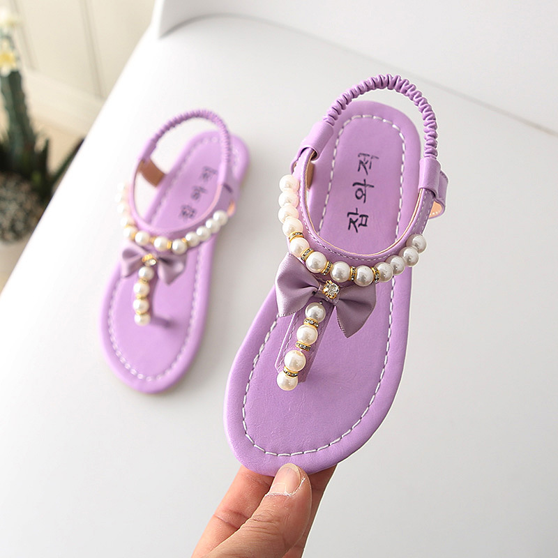 Girls Summer PU Leather Sandals Shoes For Children Flats With Heels Casual Rhinestone Kids Shoe