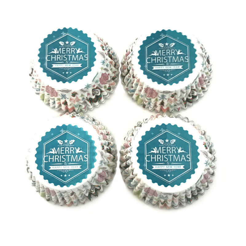100Pcs Toppers Wrappers Christmas Cupcake Wrapper Kids Birthdat Party Cupcake Decor Festive Party