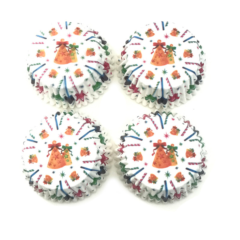 100Pcs Toppers Wrappers Christmas Cupcake Wrapper Kids Birthdat Party Cupcake Decor Festive Party