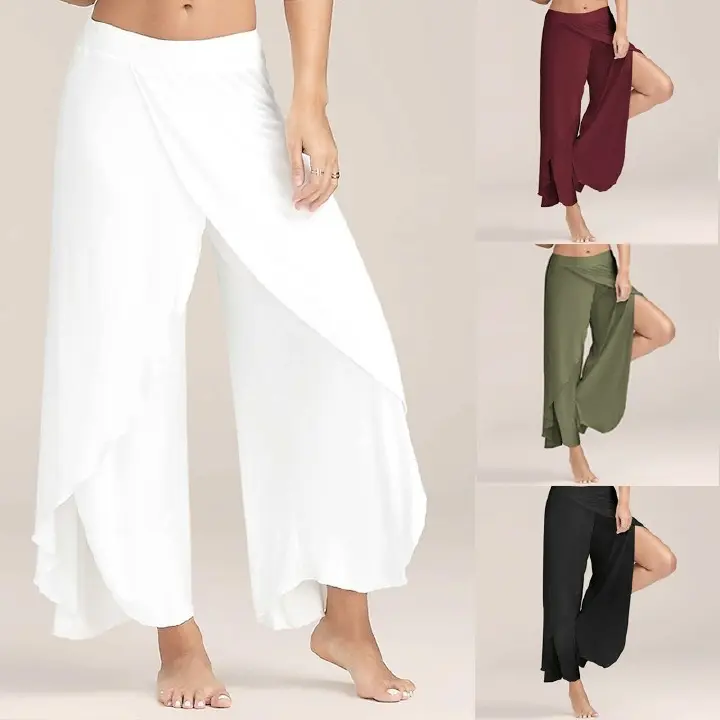 Black Friday Discounts for Women Fashion Casual High Slit Flowy Layered Palazzo Pants Loose Wide Leg Pants