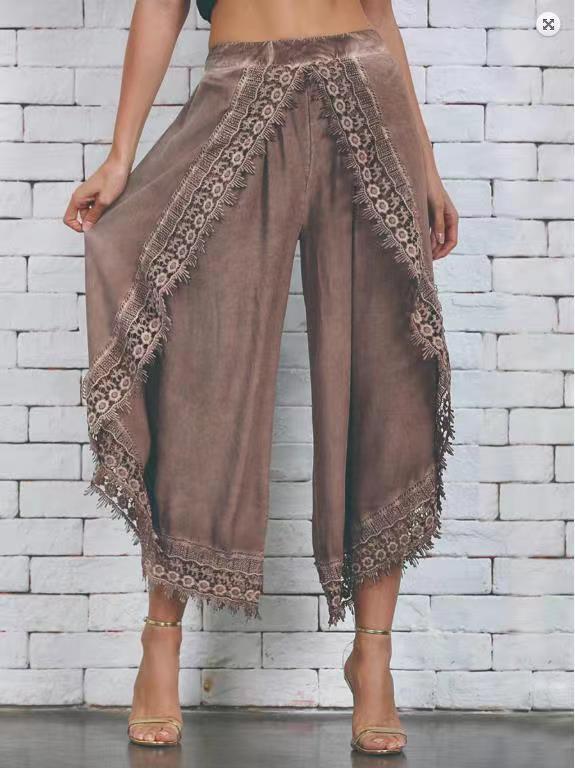 Women&apos;s Fashion Long Pant Loose Baggy Harem Sport Pants Trousers Lace Beach Slight Summer Pants