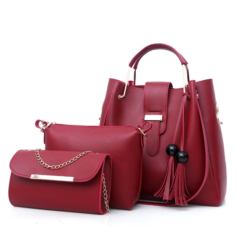 3 Sets Classic Women Ladies Female Detachable Leather Shoulder Handbag