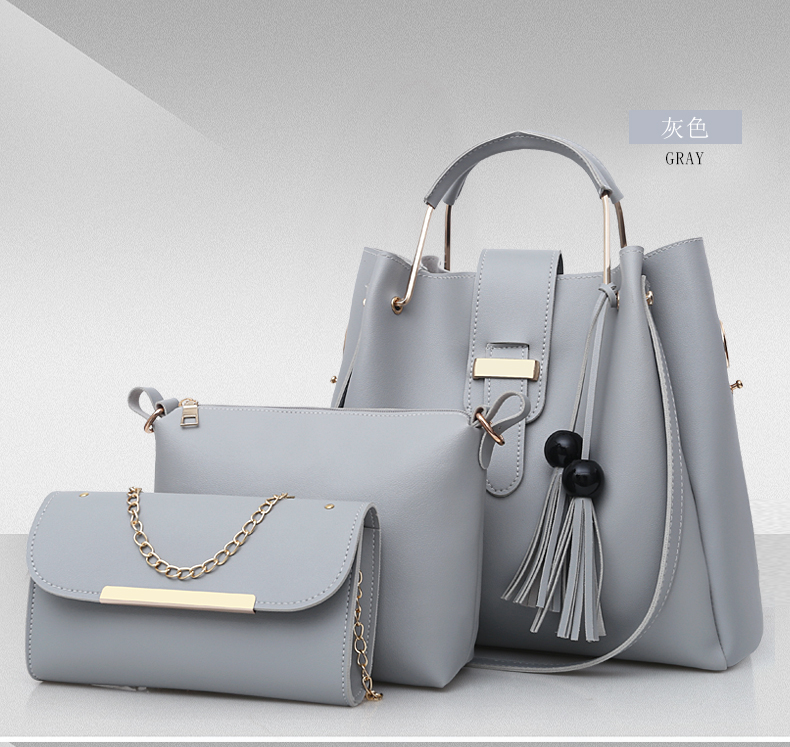 3 Sets Classic Women Ladies Female Detachable Leather Shoulder Handbag
