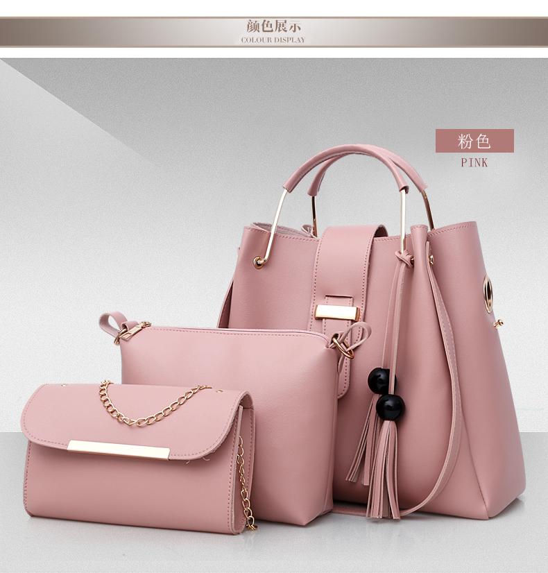 3 Sets Classic Women Ladies Female Detachable Leather Shoulder Handbag