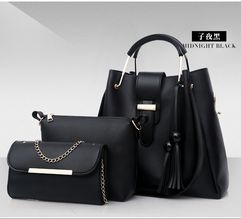 3 Sets Classic Women Ladies Female Detachable Leather Shoulder Handbag