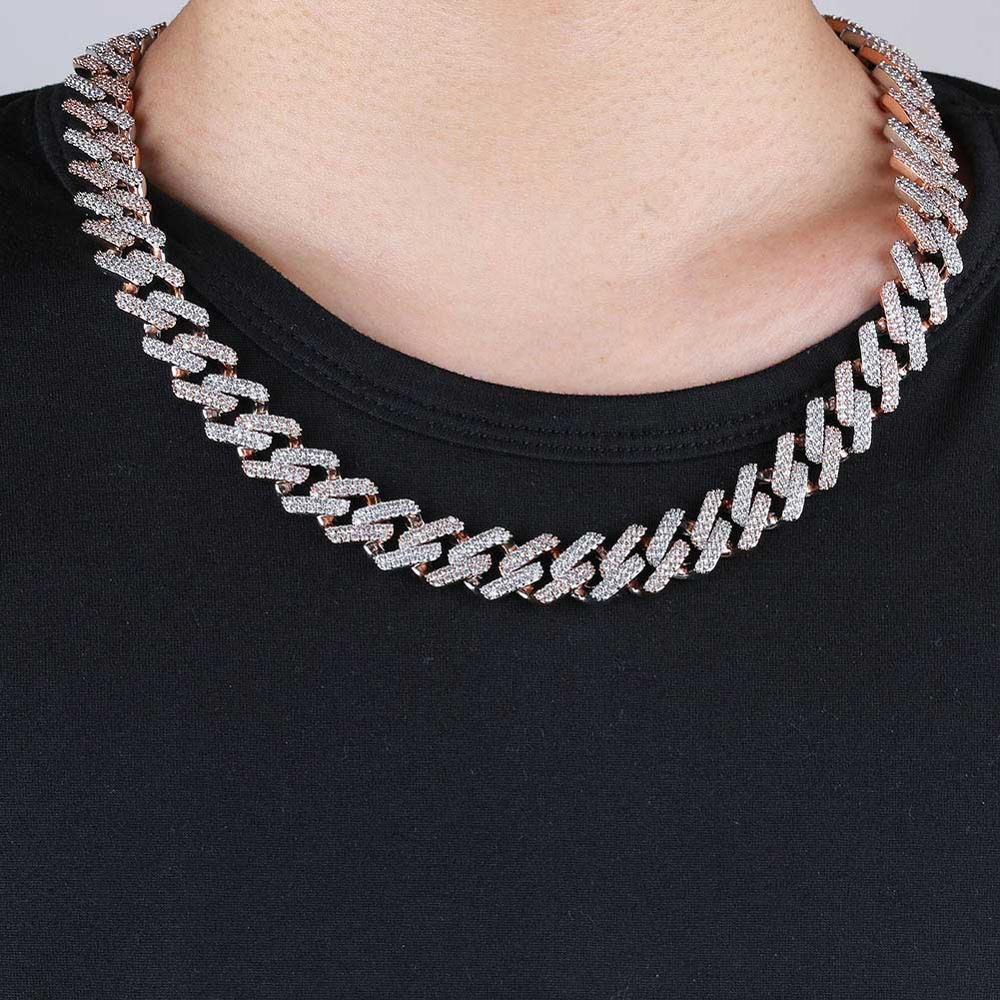 14mm Miami Prong Set Cuban Chains For Men Hip Hop Iced Out Paved Bling CZ Rapper Necklace Jewelry