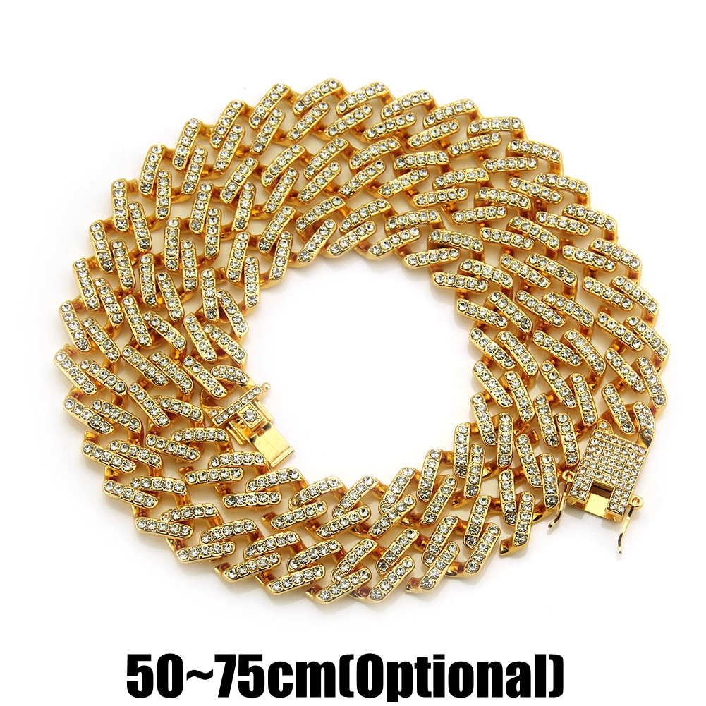 14mm Miami Prong Set Cuban Chains For Men Hip Hop Iced Out Paved Bling CZ Rapper Necklace Jewelry