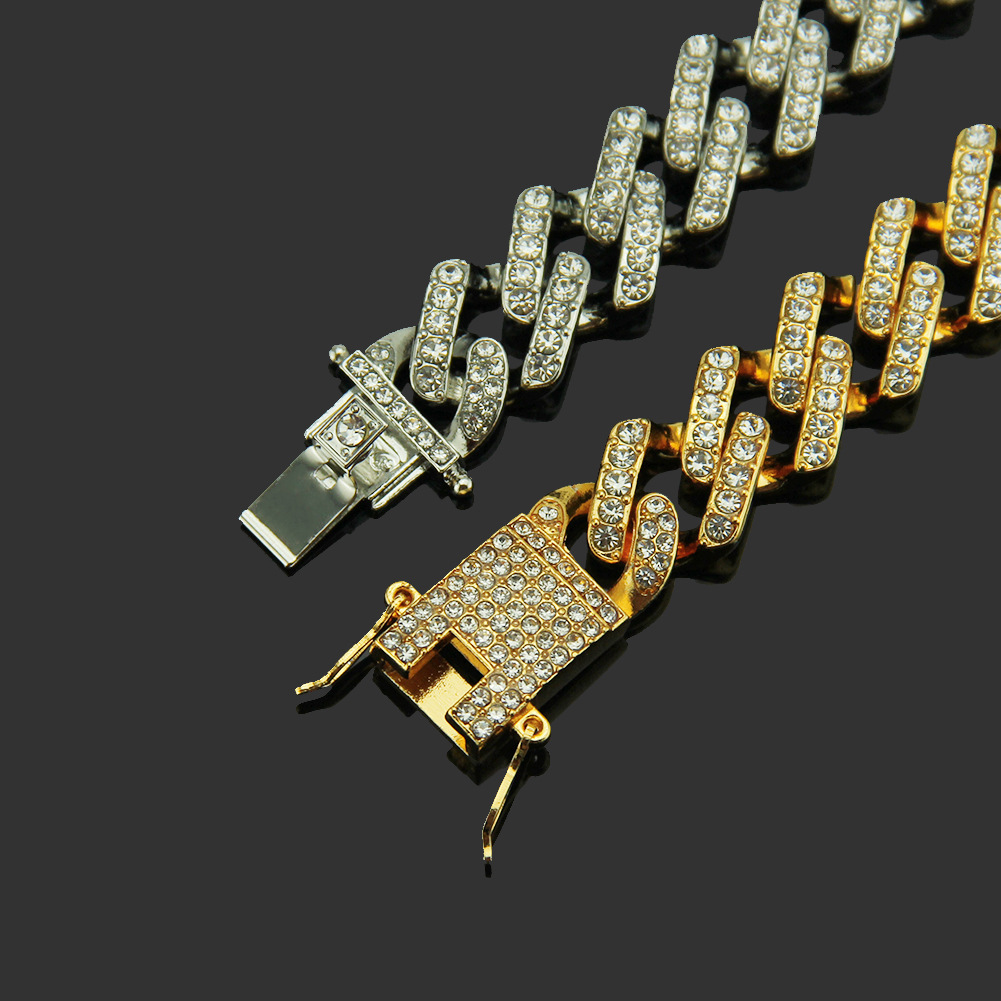 14mm Miami Prong Set Cuban Chains For Men Hip Hop Iced Out Paved Bling CZ Rapper Necklace Jewelry