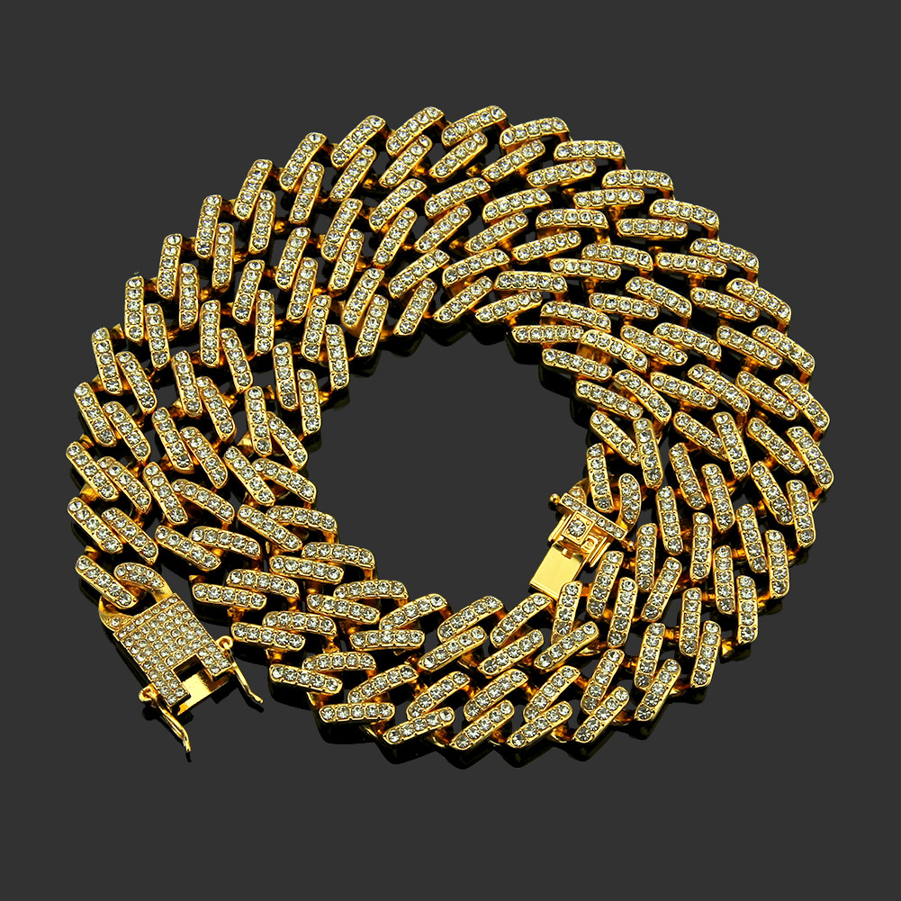 14mm Miami Prong Set Cuban Chains For Men Hip Hop Iced Out Paved Bling CZ Rapper Necklace Jewelry
