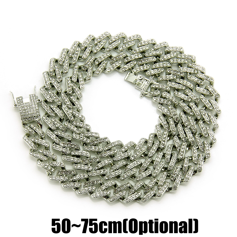 14mm Miami Prong Set Cuban Chains For Men Hip Hop Iced Out Paved Bling CZ Rapper Necklace Jewelry