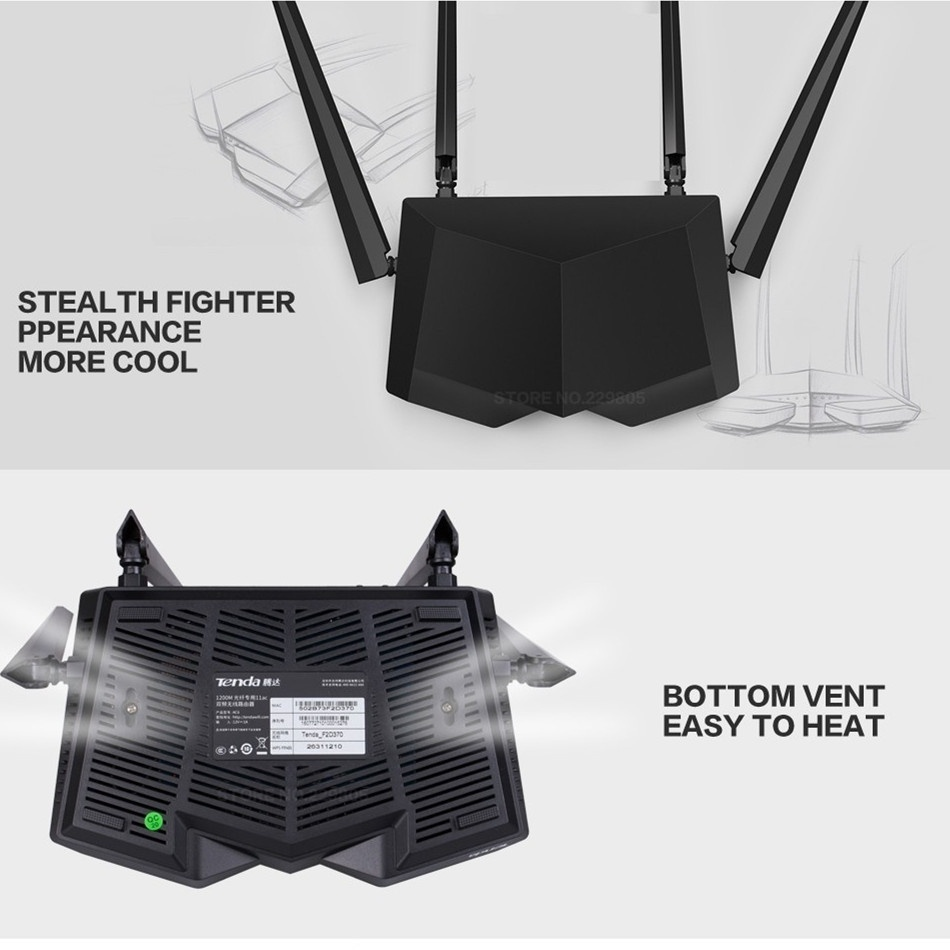 Tenda AC6 2.4G/5.0GHz Smart Dual Band AC1200Mbps Wireless WiFi Router Wi-Fi Repeater Remote Manage