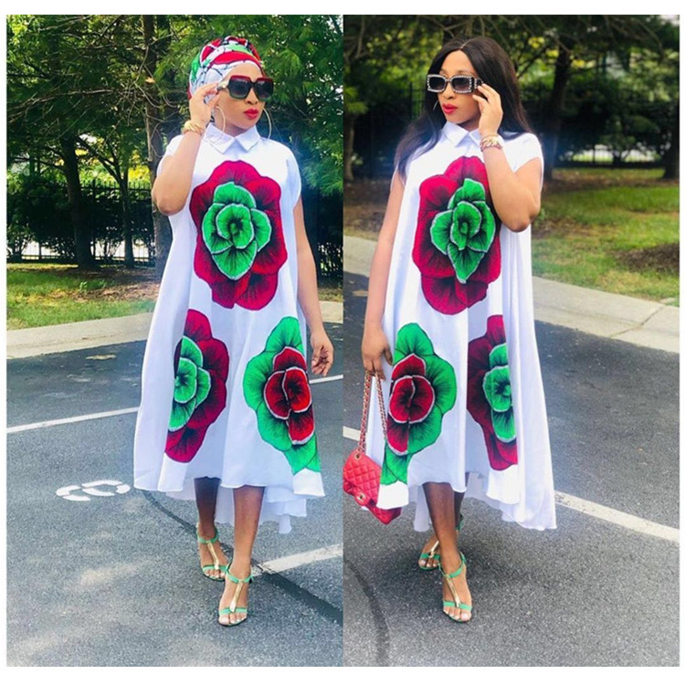 New Arrival Summer Sexy Fashion Style African Women Plus Size Printing Dress