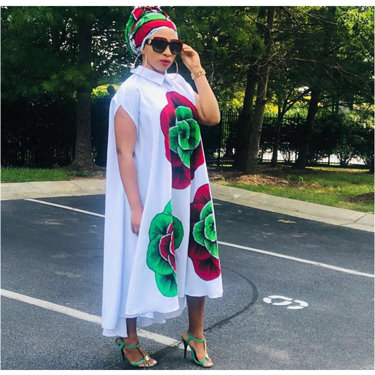 New Arrival Summer Sexy Fashion Style African Women Plus Size Printing Dress