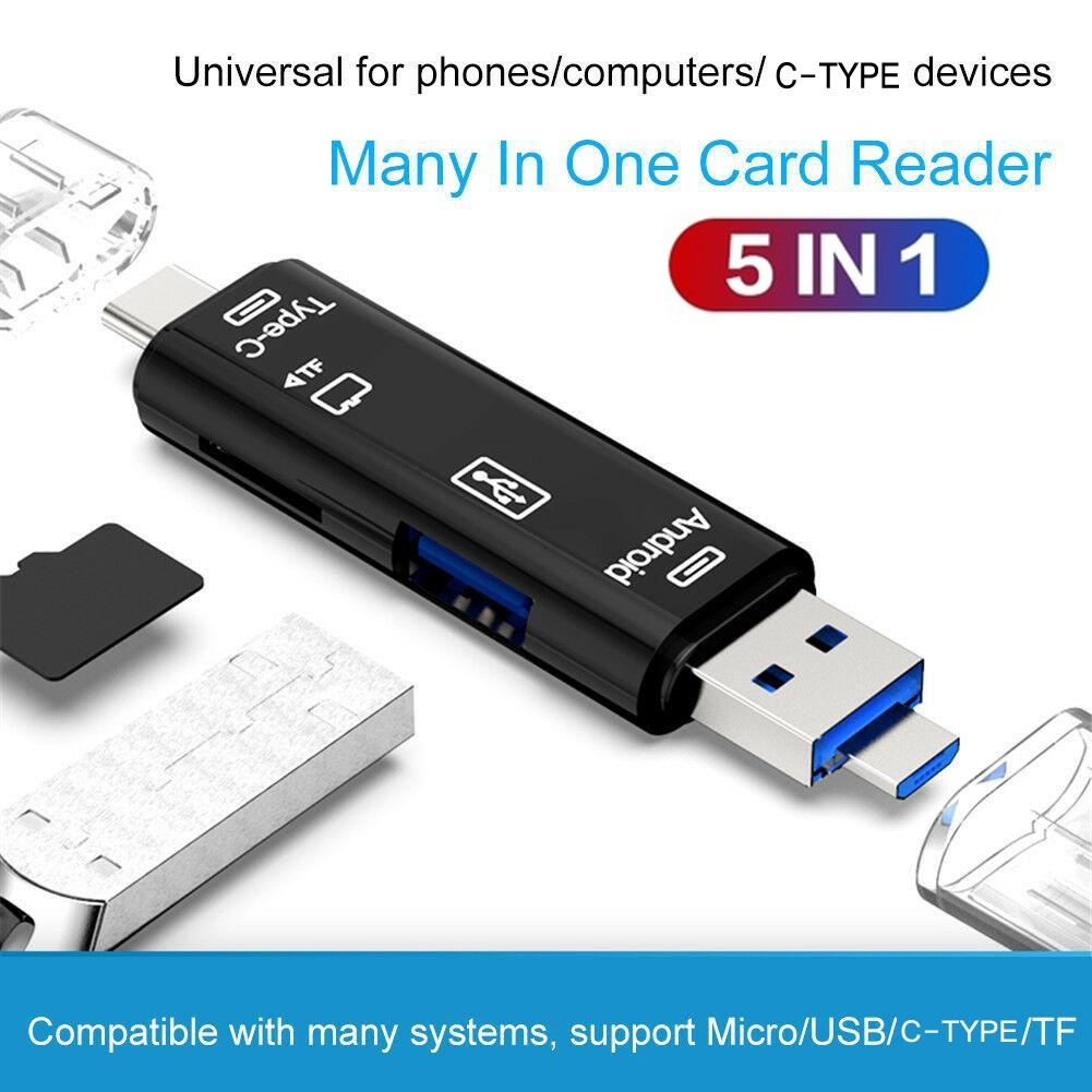 1 PC C Type 5-in-1 Card Reader C TYPE To TF USB 2.0 Multifunction OTG Type-c  Hub Extension
