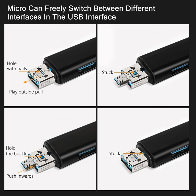 1 PC C Type 5-in-1 Card Reader C TYPE To TF USB 2.0 Multifunction OTG Type-c  Hub Extension