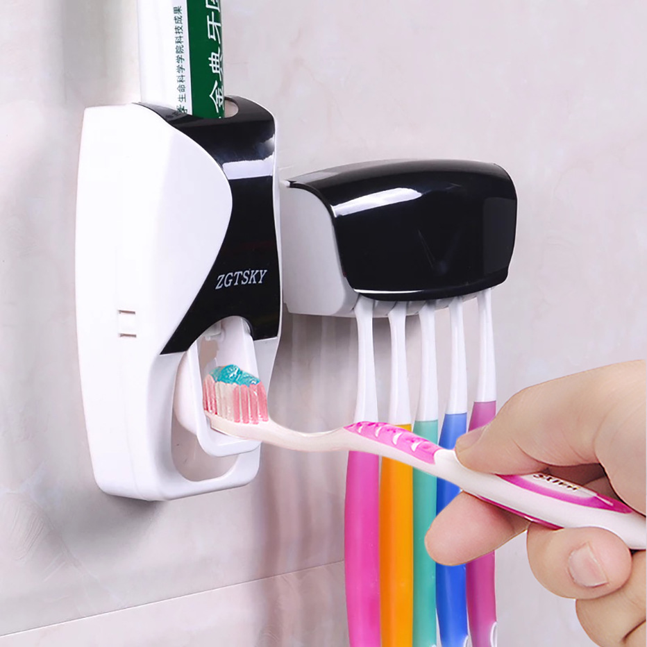 Automatic Toothpaste Dispenser and Tooth Brush Holder Set
