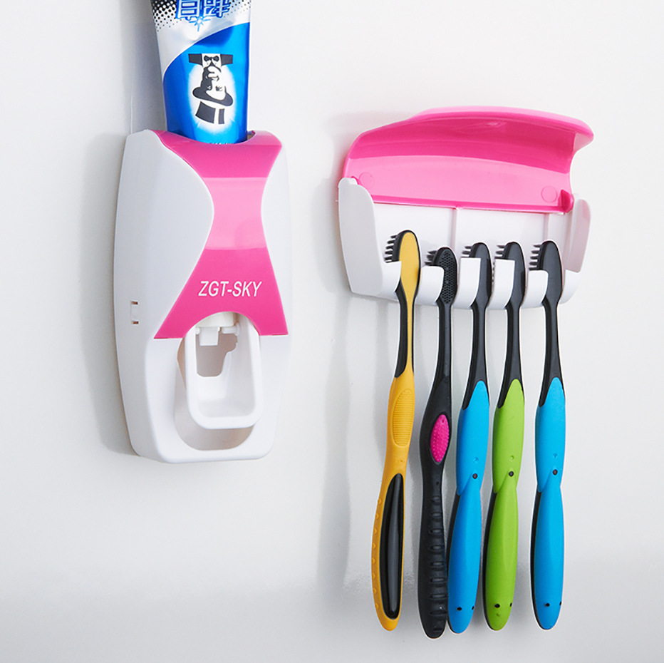 Automatic Toothpaste Dispenser and Tooth Brush Holder Set