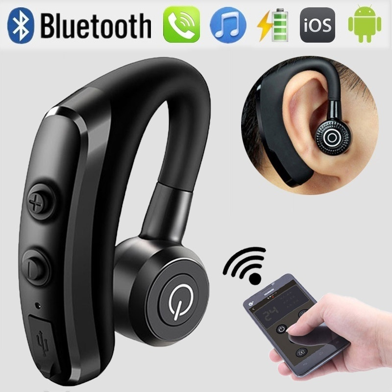 Wireless Bluetooth Earphone with Mic Voice Control Stereo Handsfree Business Headset for Smart Phone