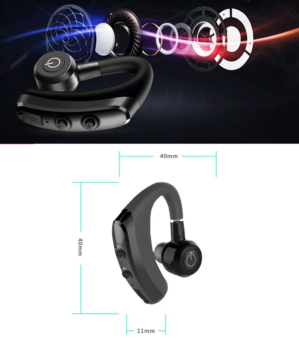 Wireless Bluetooth Earphone with Mic Voice Control Stereo Handsfree Business Headset for Smart Phone