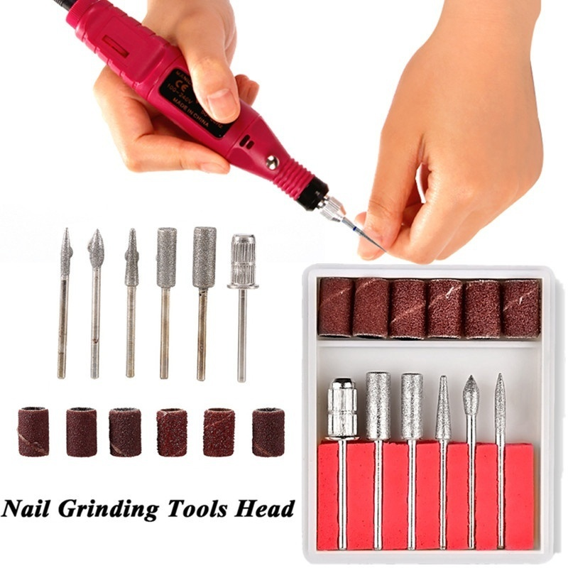 12pcs/set DIY Unisex Salon Stainless Steel Electric Manicure Accessories Drill Bits Sand Grinding