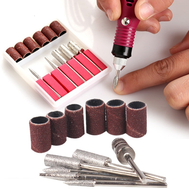 12pcs/set DIY Unisex Salon Stainless Steel Electric Manicure Accessories Drill Bits Sand Grinding