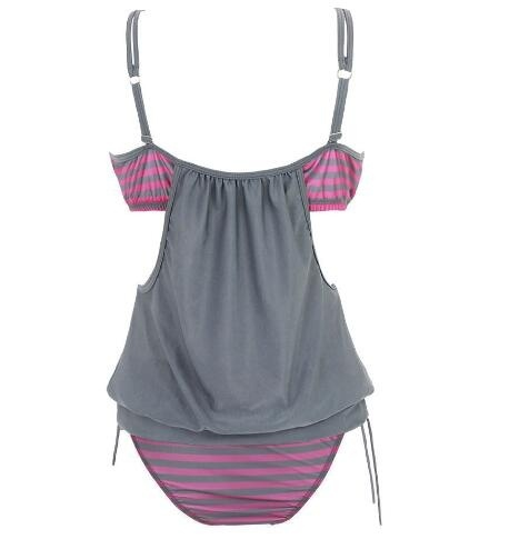 Women&apos;s stripes Lined up double up tankini top swimwear