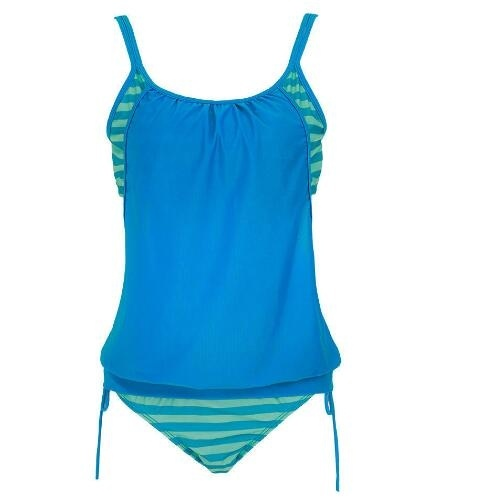 Women&apos;s stripes Lined up double up tankini top swimwear