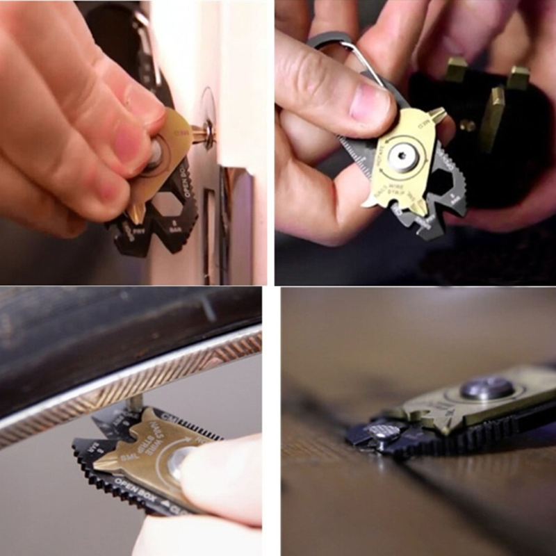 Outdoor EDC Keychain 20-in-1 Pocket Multi Tool Bottle Opener Wrench Screwdriver