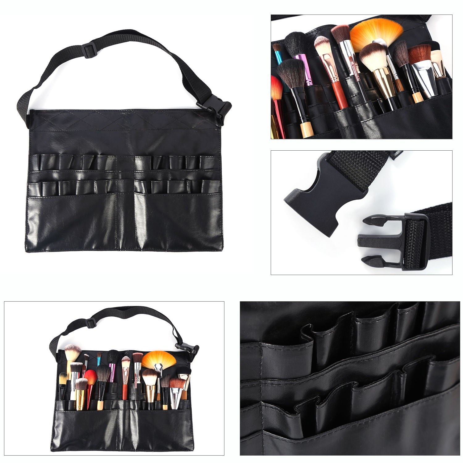 PVC Apron Bag Protable Cosmetic Artist Makeup Brush Belt Strap Professional Make up Bag Holder