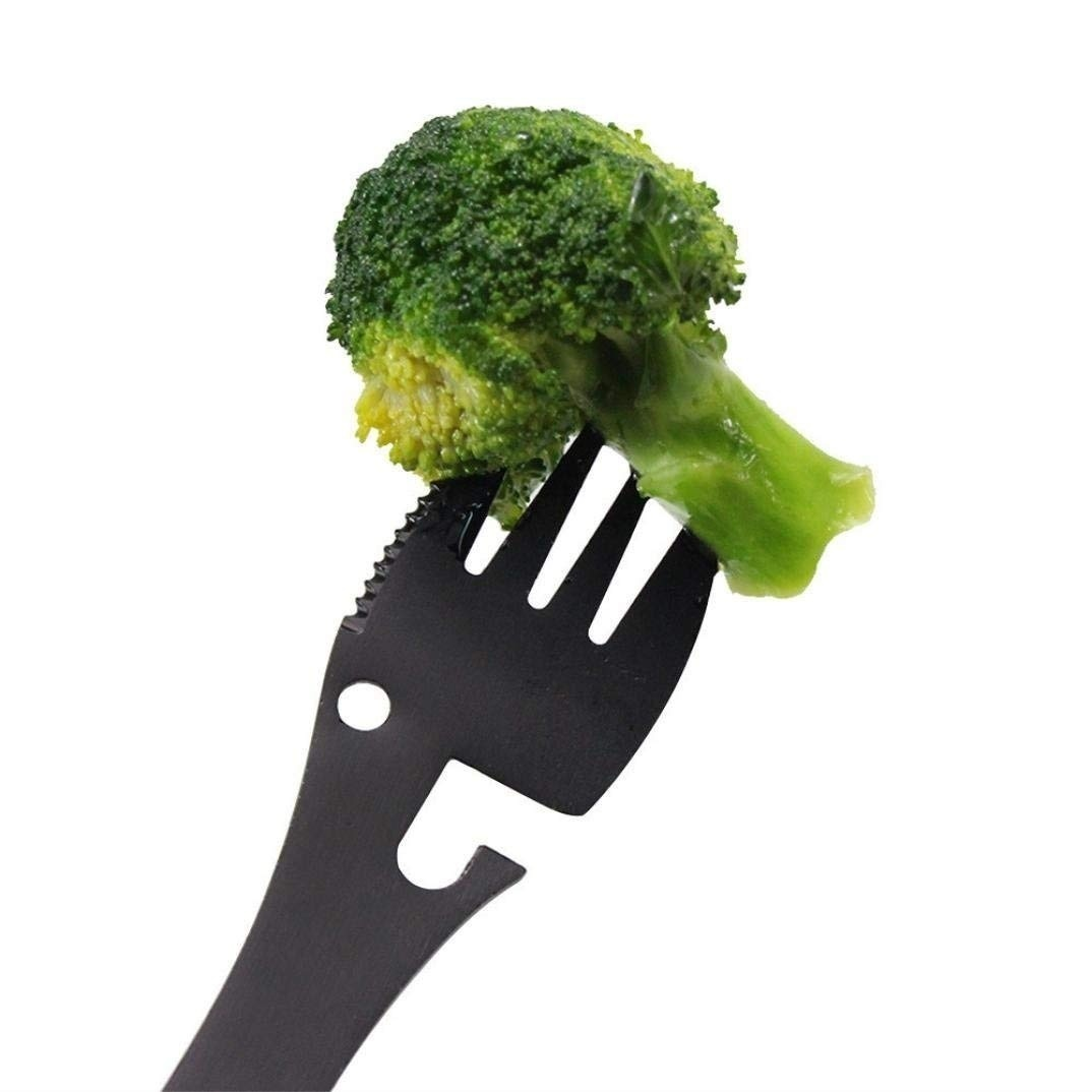 5-in-1 Camping Utensils Cutlery Stainless Steel  Knife Spoon Opener Set - Multifunctional Tool