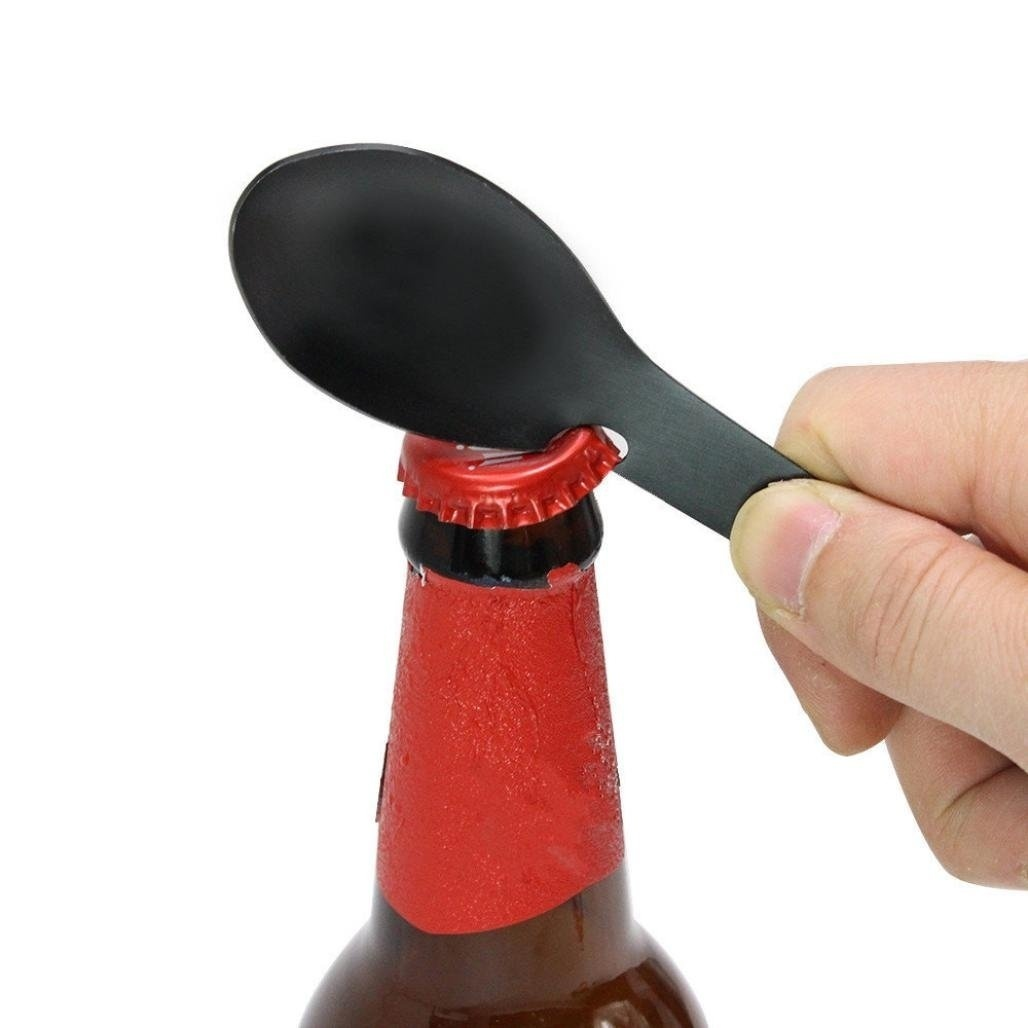 5-in-1 Camping Utensils Cutlery Stainless Steel  Knife Spoon Opener Set - Multifunctional Tool
