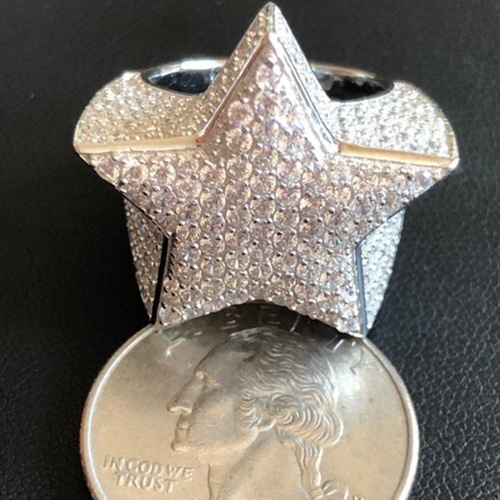 Hip Hop Five Star Rings Men&apos;s Gold Silver Color Iced Out Cubic Zircon Jewelry Ring Gifts