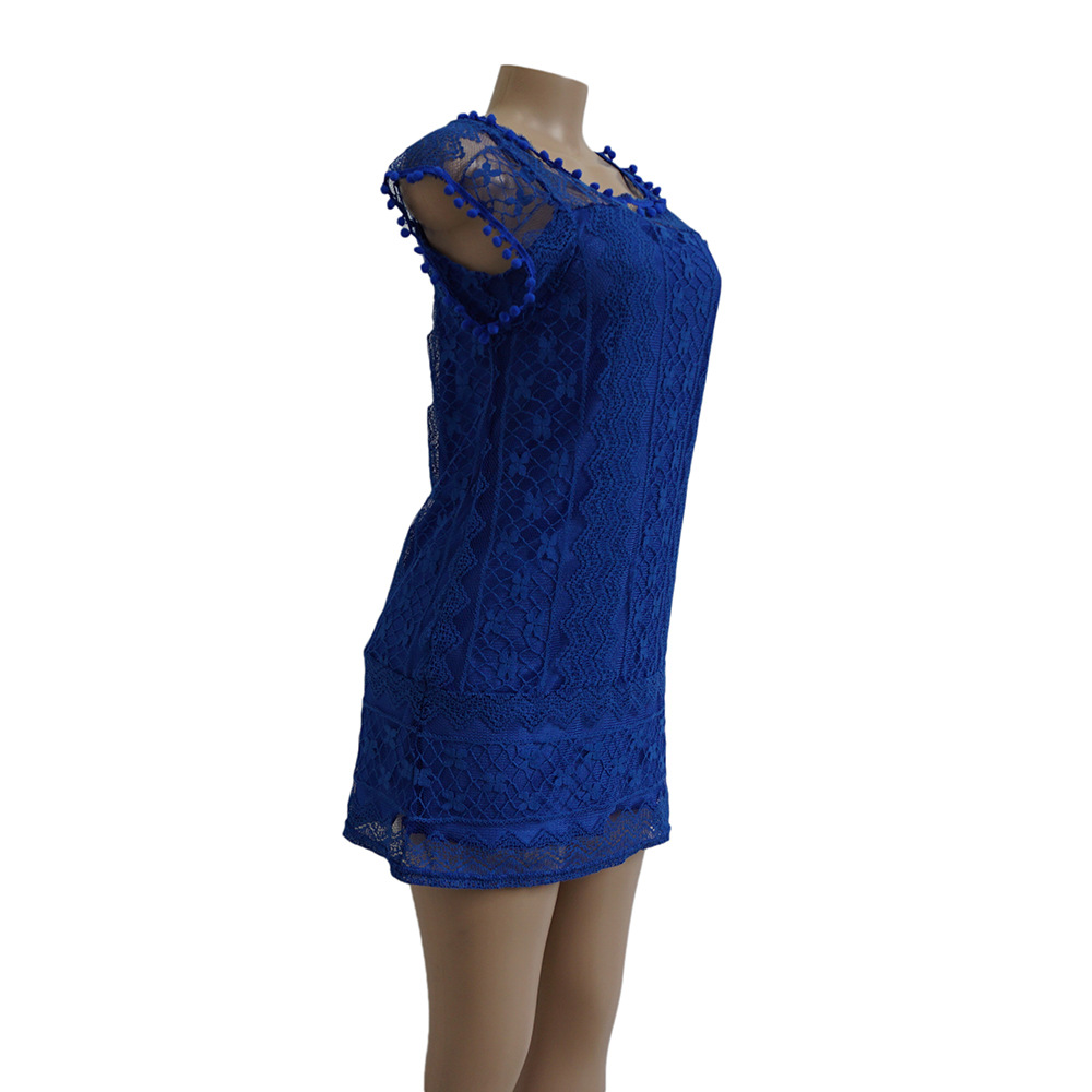 Summer Dress Sexy Women Casual Sleeveless Beach Short Dress Tassel Solid White Mini Lace Dress