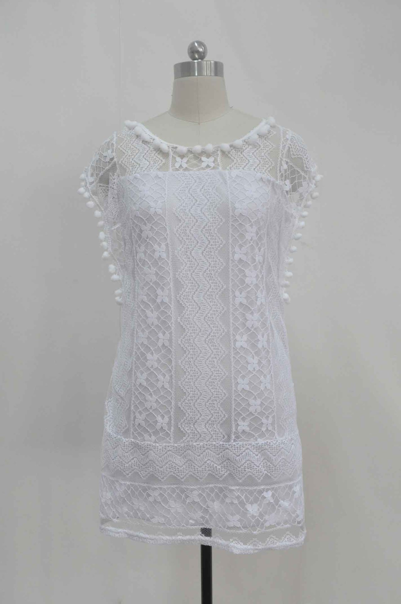 Summer Dress Sexy Women Casual Sleeveless Beach Short Dress Tassel Solid White Mini Lace Dress