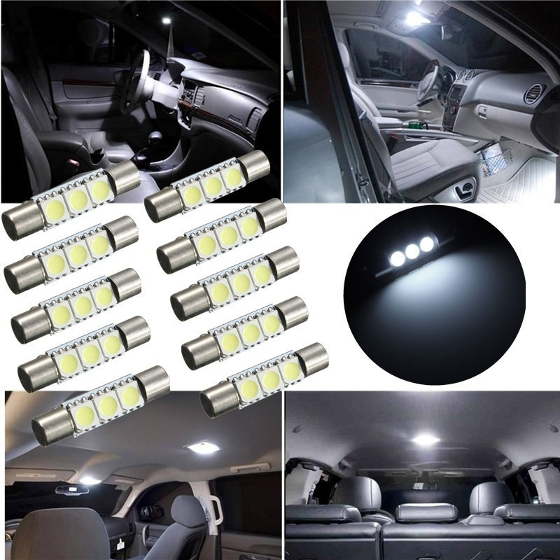 5PCS 29mm T6 5050 LED Bulb For Car Sun Visor Vanity Mirror Fuse Light White