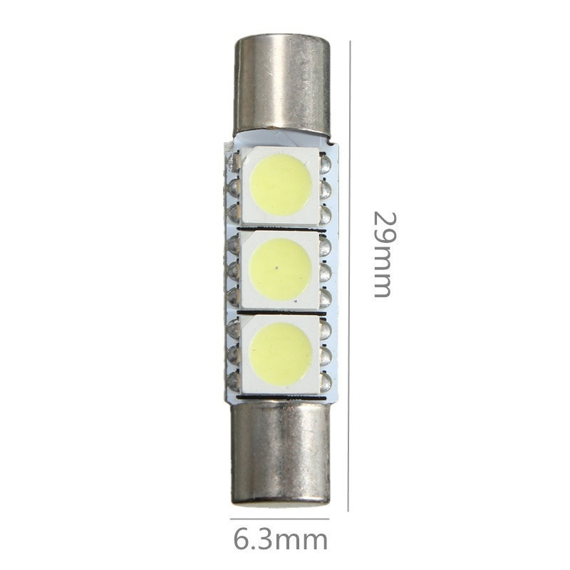 5PCS 29mm T6 5050 LED Bulb For Car Sun Visor Vanity Mirror Fuse Light White