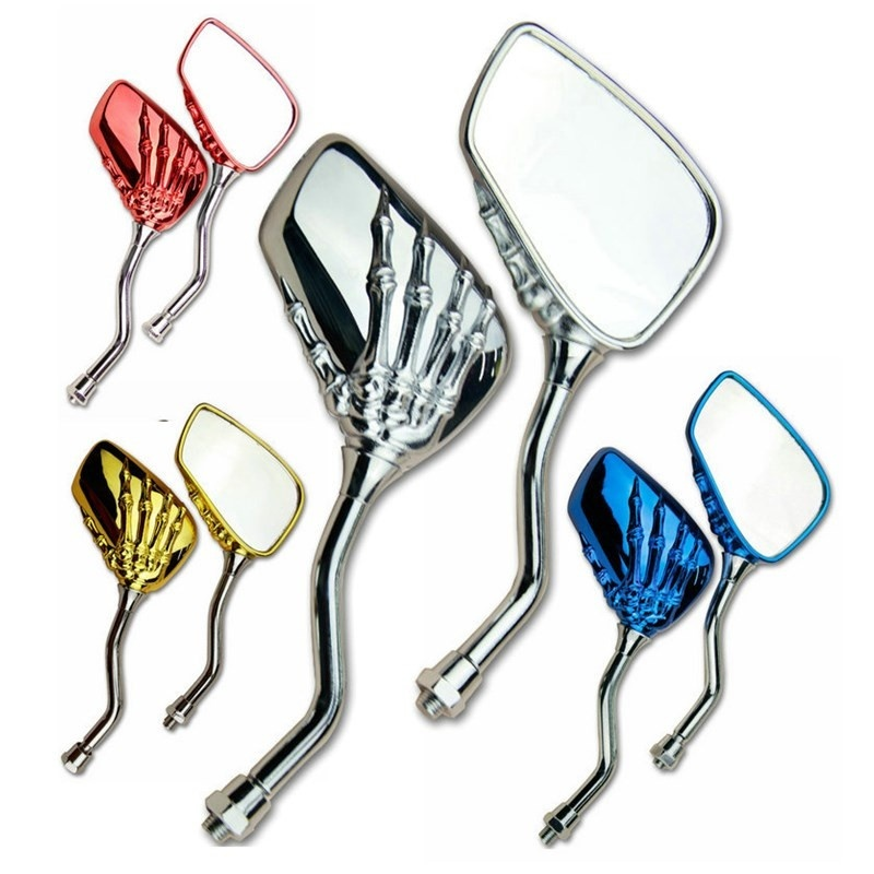 1 Pair Left Right Skeleton Skull Hand Motorcycle Motor Rearview Side Mirrors