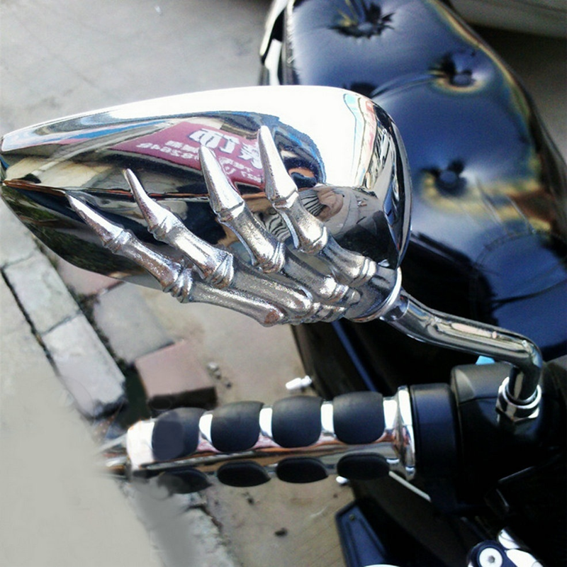 1 Pair Left Right Skeleton Skull Hand Motorcycle Motor Rearview Side Mirrors