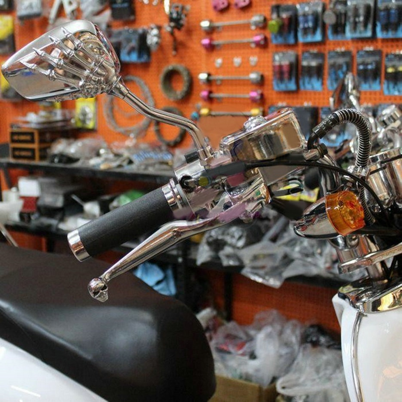 1 Pair Left Right Skeleton Skull Hand Motorcycle Motor Rearview Side Mirrors