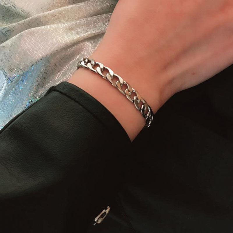 Men's hip-hop stainless steel punk rock bracelet Cuban brake chain men's bracelet women's jewelry