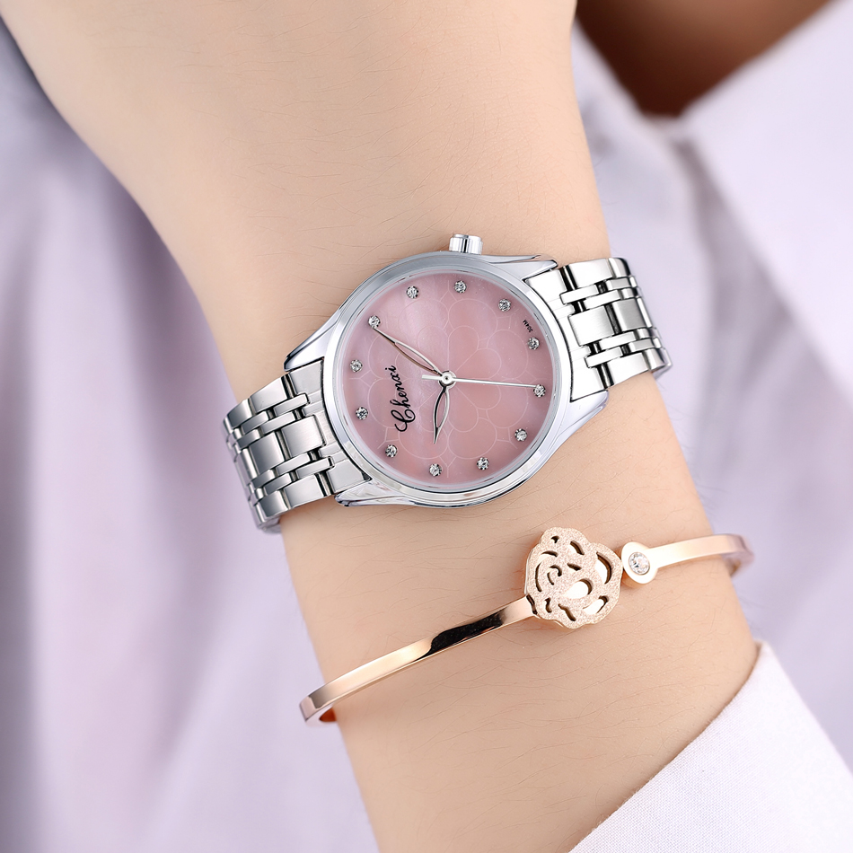CHENXI Women Flower texture Dial Wrist Watches For Ladies Quartz Watch