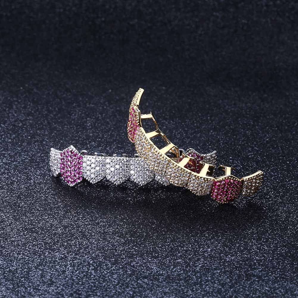 Hip Hop Grills Iced Out Micro Pave Full CZ Teeth Grillz Bottom Grills Charm For Men Women Jewelry