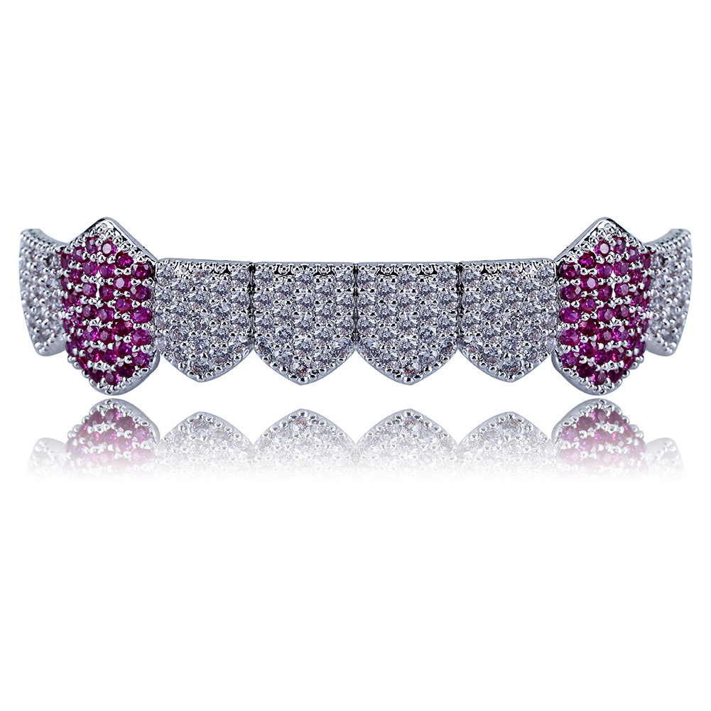 Hip Hop Grills Iced Out Micro Pave Full CZ Teeth Grillz Bottom Grills Charm For Men Women Jewelry